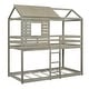 preview thumbnail 5 of 7, Antique Gray Safety Design Twin Over Twin Loft Bed with Roof & Guardrail