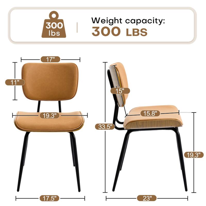 Faux Leather Upholstered Dining Chairs Set of 2/4 - 33.5"H x 19.3"W x 23"D