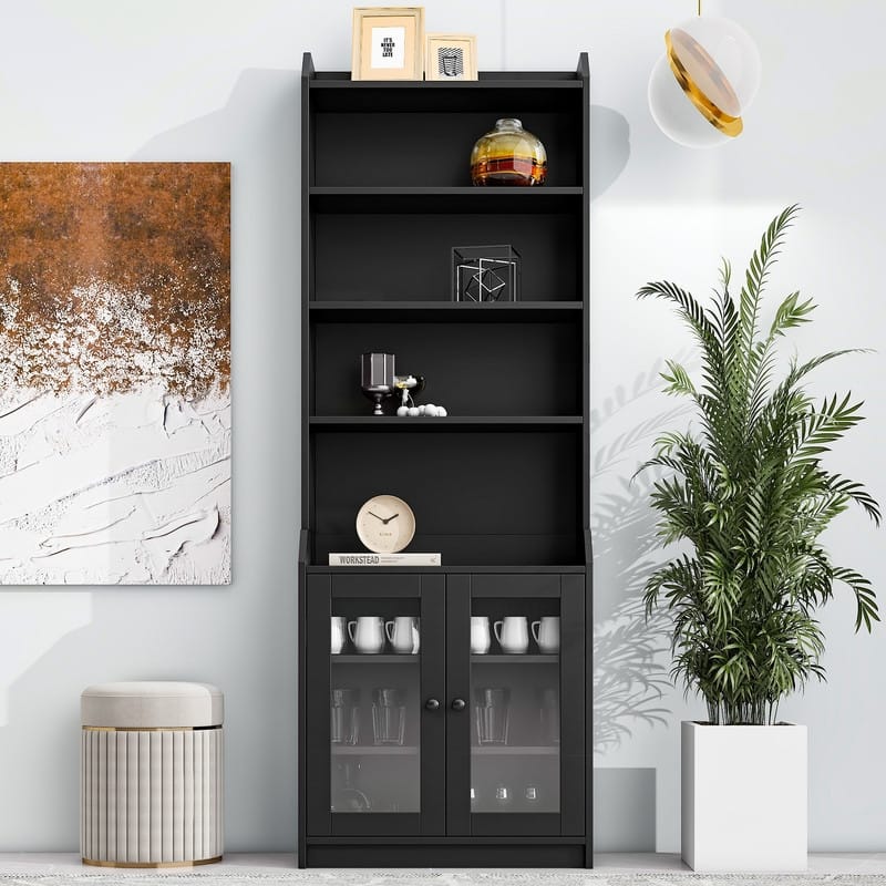 78" Tall Kitchen Pantry,Kitchen Cabinet with Doors and Adjustable Shelves,Storage Cabinet for Kitchen - Black
