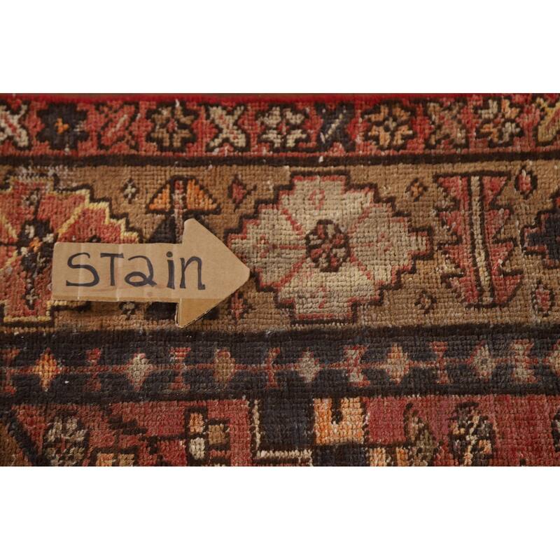Vegetable Dye Hamedan Persian Antique Runner Rug Handmade Wool Carpet - 3'5"x 10'11"