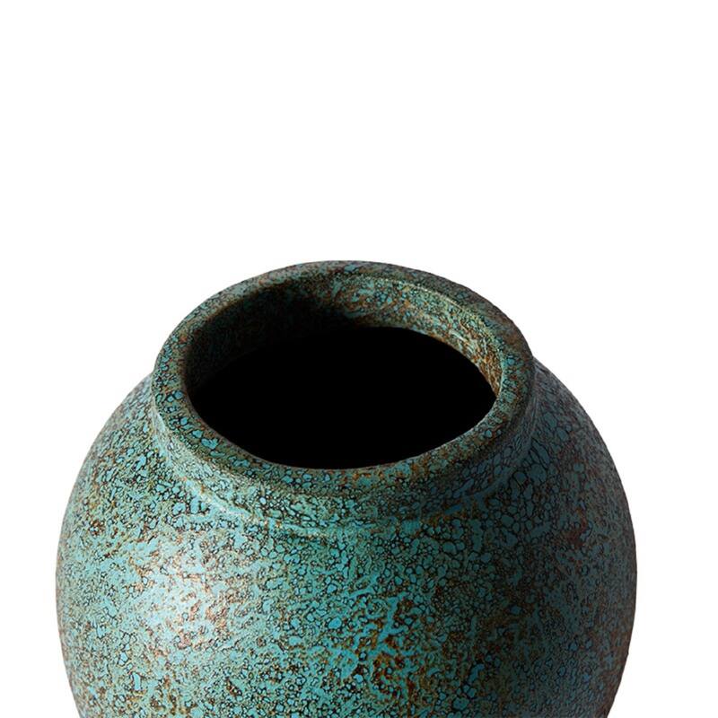 Terracotta Standing Jar Vase - 11" - Turquoise Blue