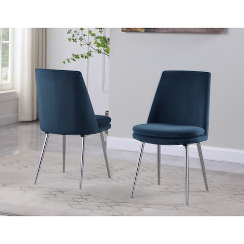 Best Master Furniture Amina Upholstered Velvet Chair with Chrome Legs (Set of 2)