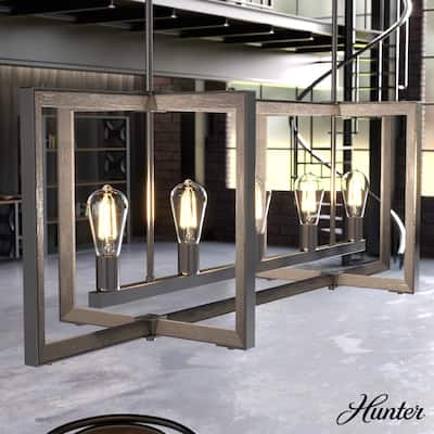 Hunter Woodburn 5-Light Linear Chandelier - Island, Dining Room - Industrial, Contemporary