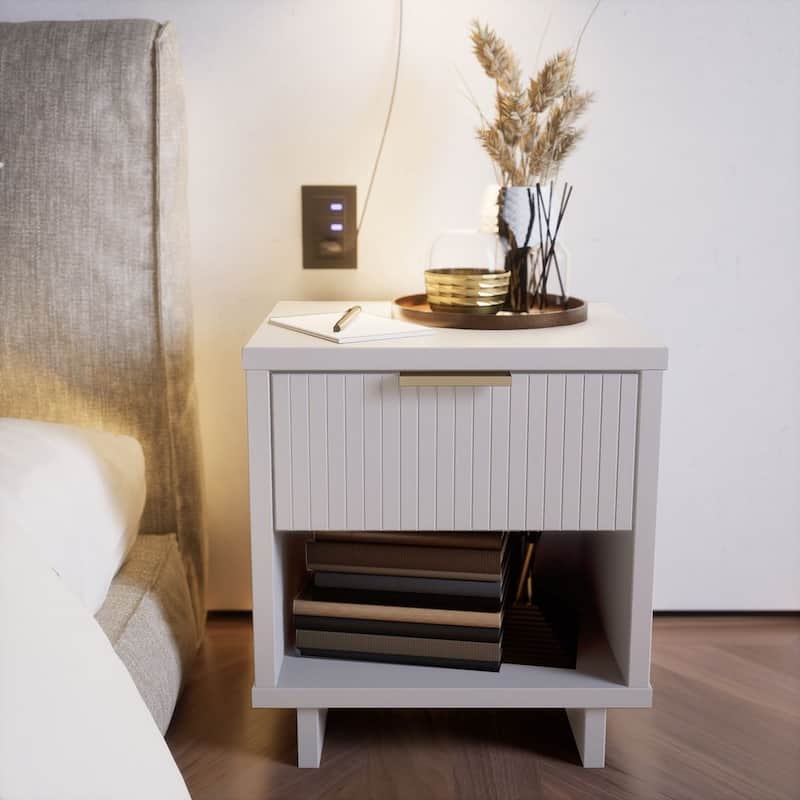 Manhattan Comfort 1.0 Granville Modern 1 Drawer Nightstand - White