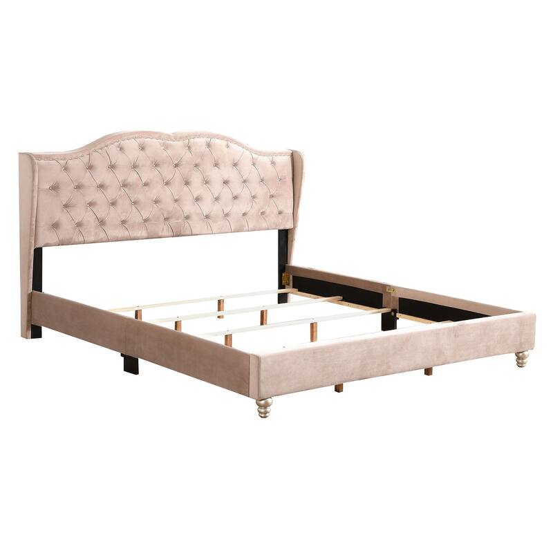 Joy Jeweled Tufted King Panel Bed