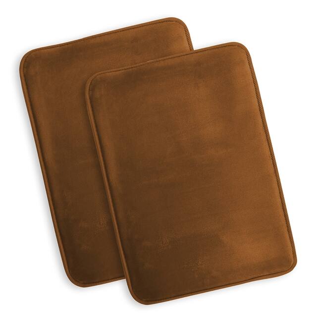 Clara Clark Ultra Soft Plush Bathroom Rug - Non-Slip, Velvet, Memory Foam Bath Mat - Set of 2 - Set of 2 17x24 - Brown