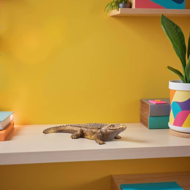 Allan Andrews Antiqued Gold Crocodile Sculpture
