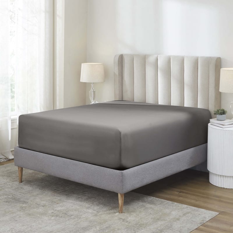 Superior Pavo Cotton 700 Thread Count Perfect Fit Sheet - California King - 18" Deep Pocket - Charcoal