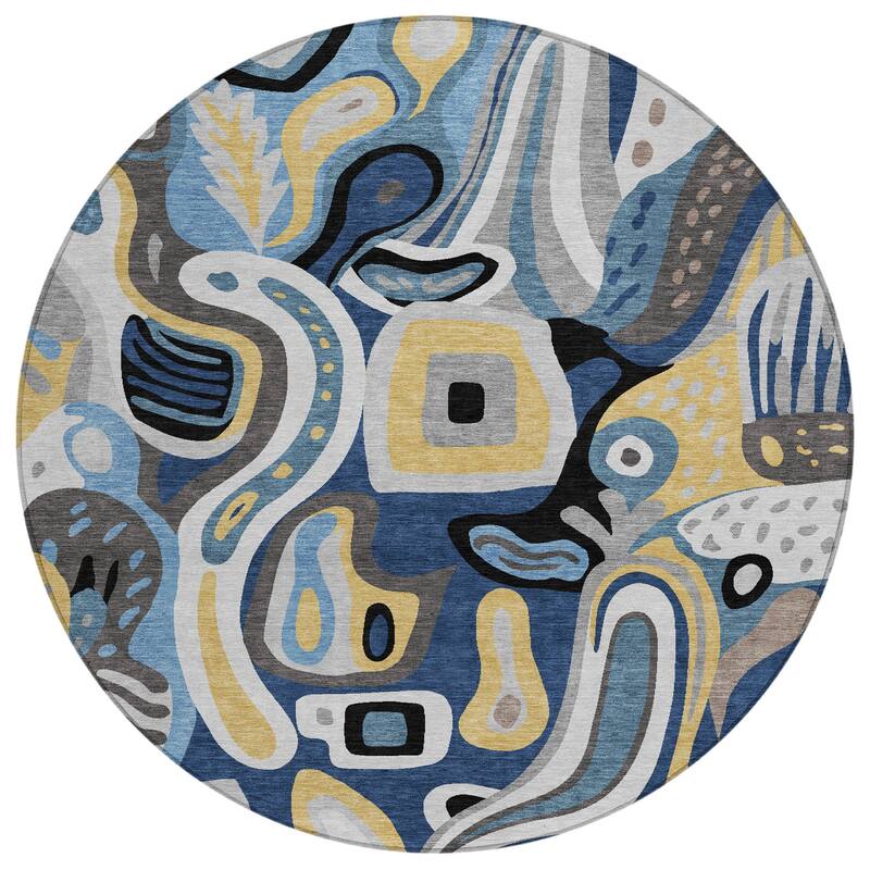 Machine Washable Indoor/ Outdoor Modern Picasy Chantille Rug