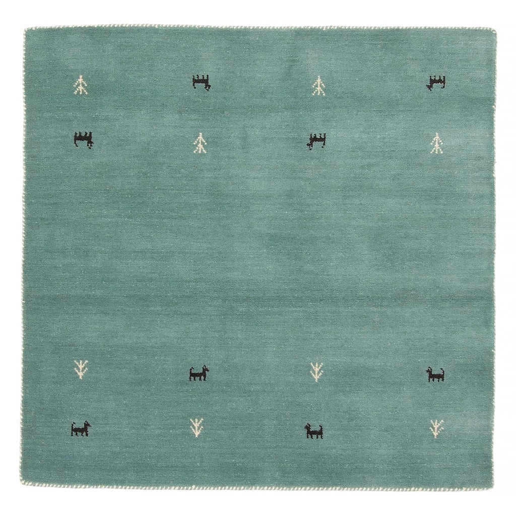 Kashkuli Gabbeh Turquoise Rug 4'0" x 3'11" - 4'0 x 3'11