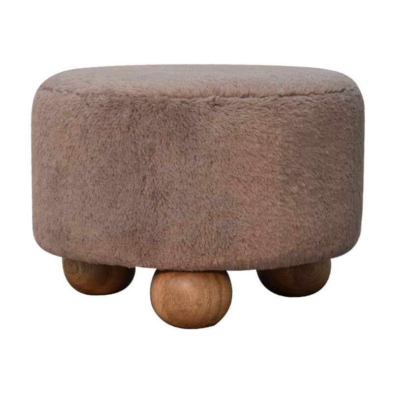 Stylish and Minimalist Faux Fur Round Ball Footstool Easy to assemble