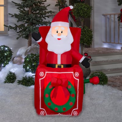 Gemmy Animated Christmas Inflatable Santa in Pop Up Box, 5 ft Tall