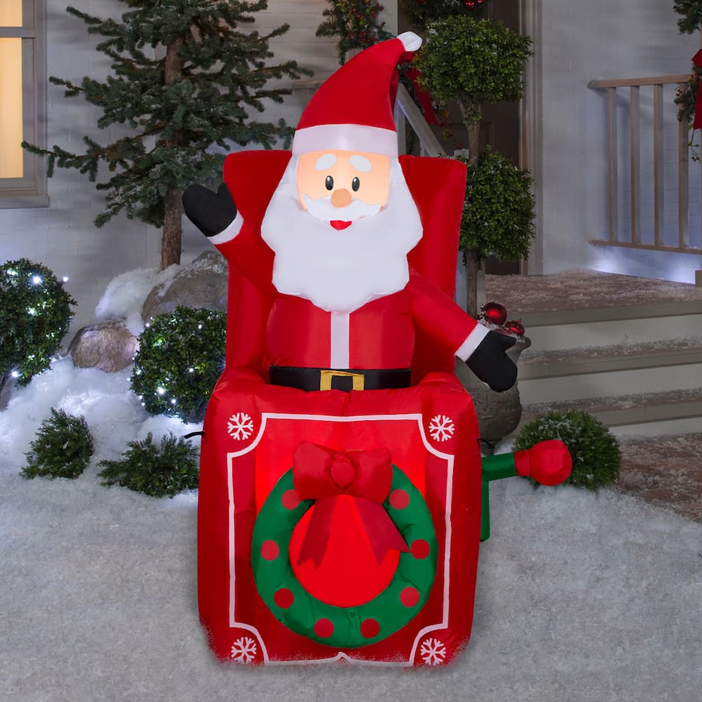 Gemmy Animated Christmas Inflatable Santa in Pop Up Box, 5 ft Tall