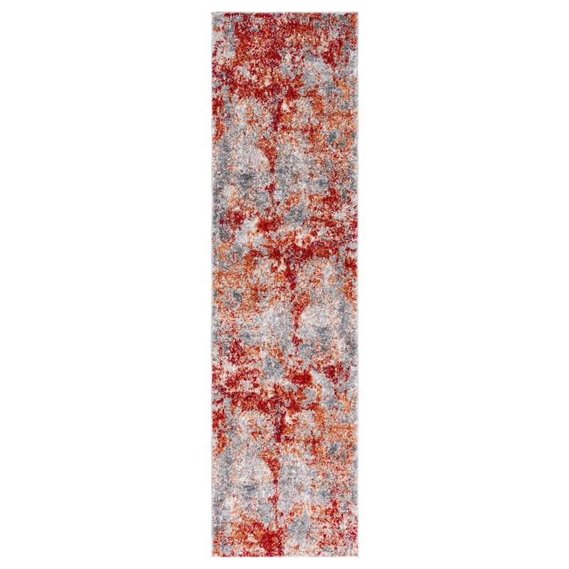 SAFAVIEH Aston Shahide Modern Abstract Rug - 2' x 8' Runner - Red/Grey