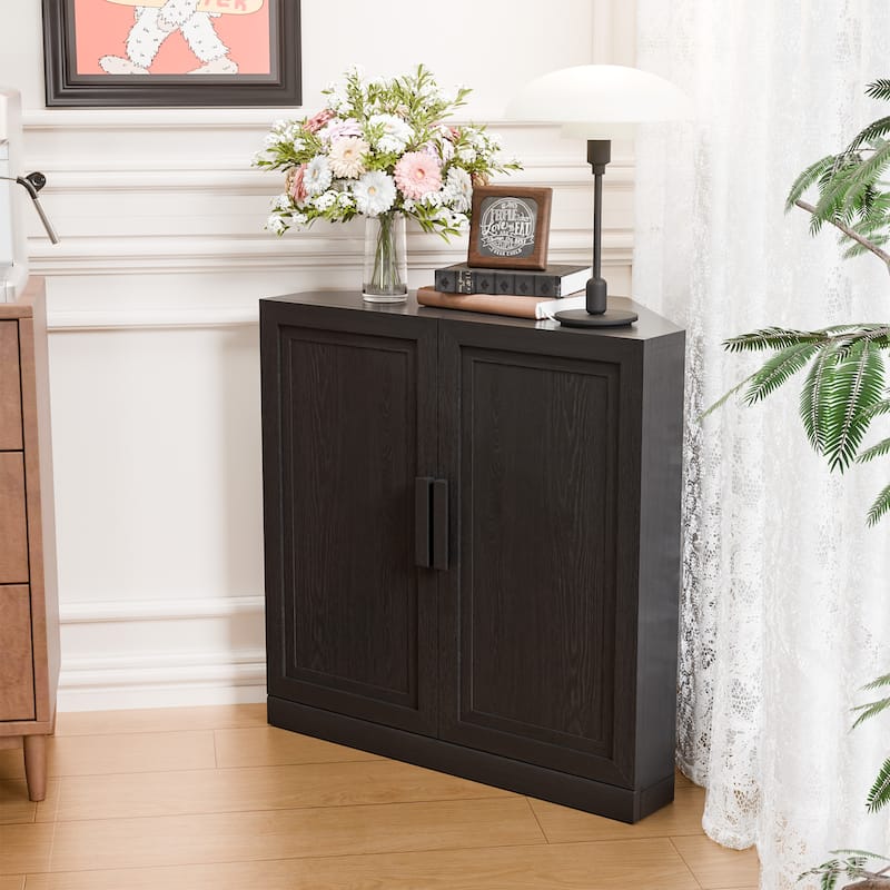 31"H Corner Sideboard Cabinet Free-Standing Corner Storage Organizer