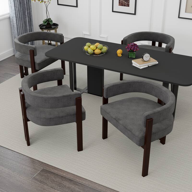 Modern Accent Chair, Upholstered Armchair with Open Back, 3 Legs Barrel Dining Chair Comfy Casual Side Chair Set of 2