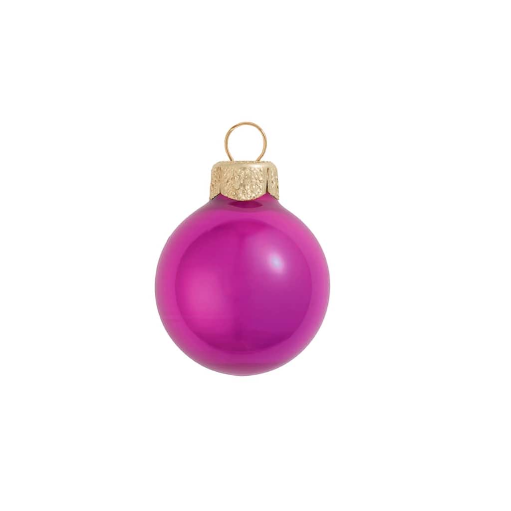 40ct Raspberry Pink Pearl Finish Glass Ball Christmas Ornament - 1.5" (40mm)