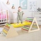 preview thumbnail 3 of 7, Multicolor 3 Piece Wooden Pikler Triangle Set with Adjustable Ramp and Balance Board, 2 Climbing Triangles