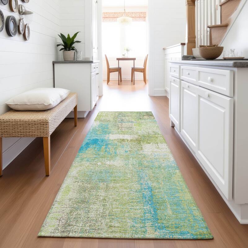 Premium Washable Super Soft Contemporary Mayfield Rug - Lime - 2'3" x 7'6"
