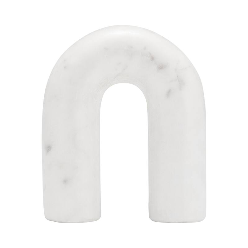 Sagebrook Home Arched Marble Horseshoe Sculpture Decor - 5" x 2" x 6" - White