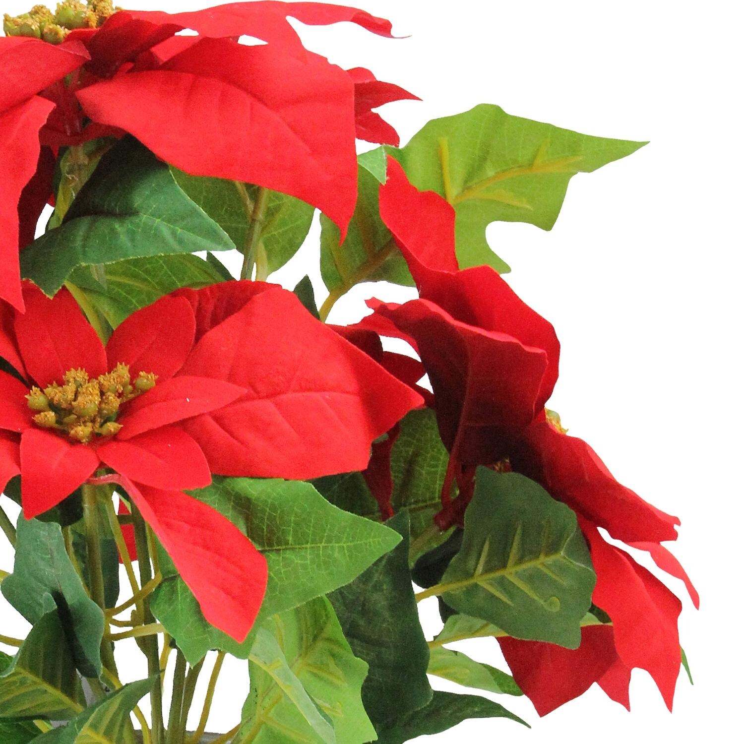 15.5 Artificial Red and Green Poinsettia Flower Arrangement in Vase