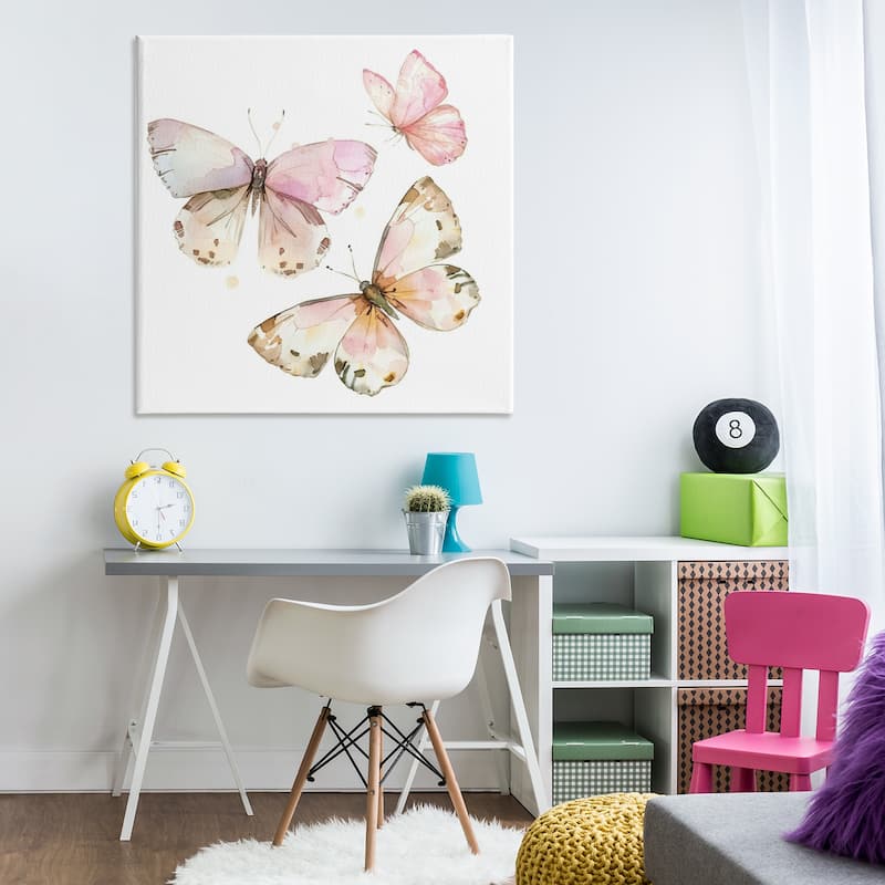 Stupell Soft Watercolor Butterfly Trio Canvas Wall Art Design By LSR Creative Studio