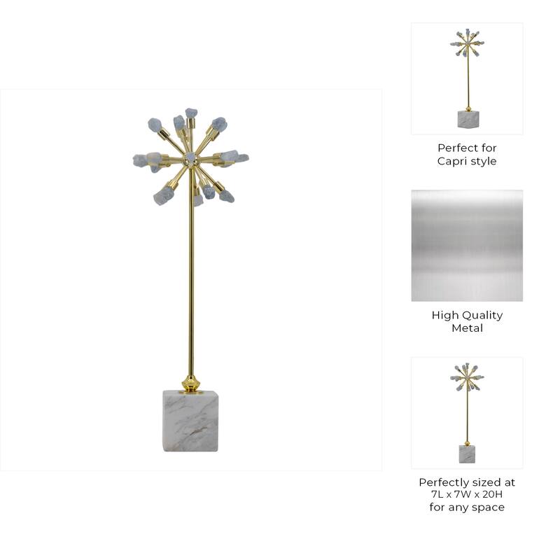 Abstract Metal and Stone Starburst Decorative Object Sculptural Design
