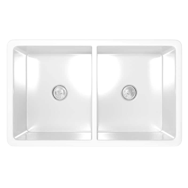 Fine Fixtures Fireclay Apron 32.5-inch White Double Kitchen Sink