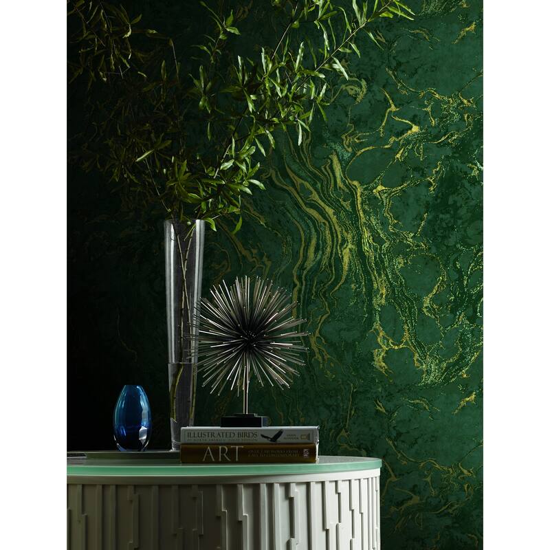 Middleton, Polished Marble Wallpaper, 27 in x 27 ft = 60.75 sq ft, Wallpaper Roll