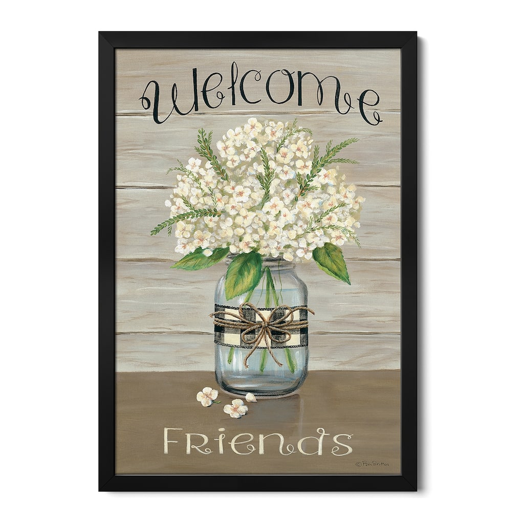 Welcome Friends Mason Jar Premium Framed Poster by Pam Britton