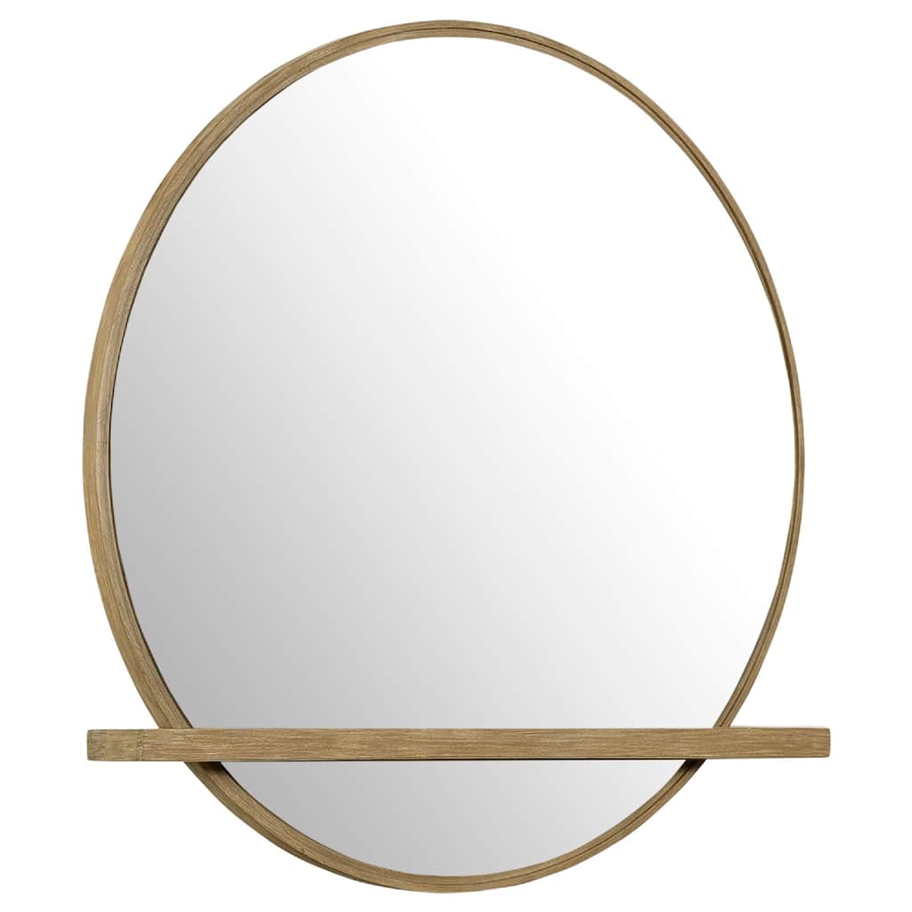Fij Oval Dresser Mirror, Sand Wash Wood, Felt-Lined Tray, 38 Inch - Sand Wash Brown