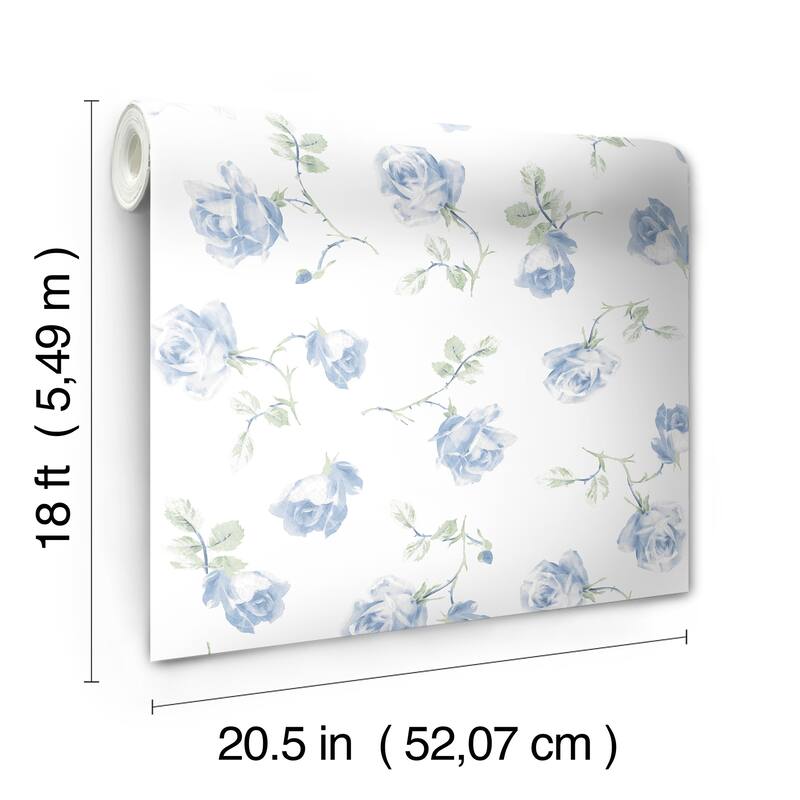 LoveShackFancy Ribbon Rosa French Blue Peel and Stick Wallpaper