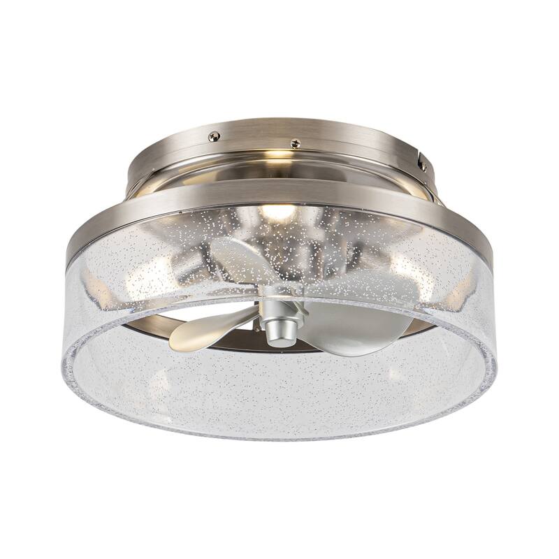 13" 3-Light Satin Nickel Flush Mount Ceiling Fan with Light