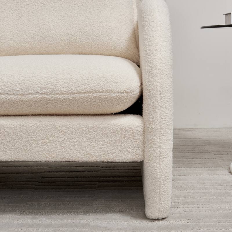 Sherpa Upholstered Accent Armchair Fabric Leisure Chair with High Back & Armrest Comfy Single Sofa Vanity Chair
