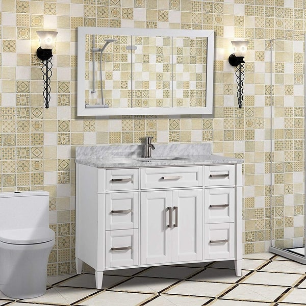 Vanity Art 48-Inch Bathroom Vanity Set with Carrara Marble Top - On Sale - Bed Bath & Beyond 