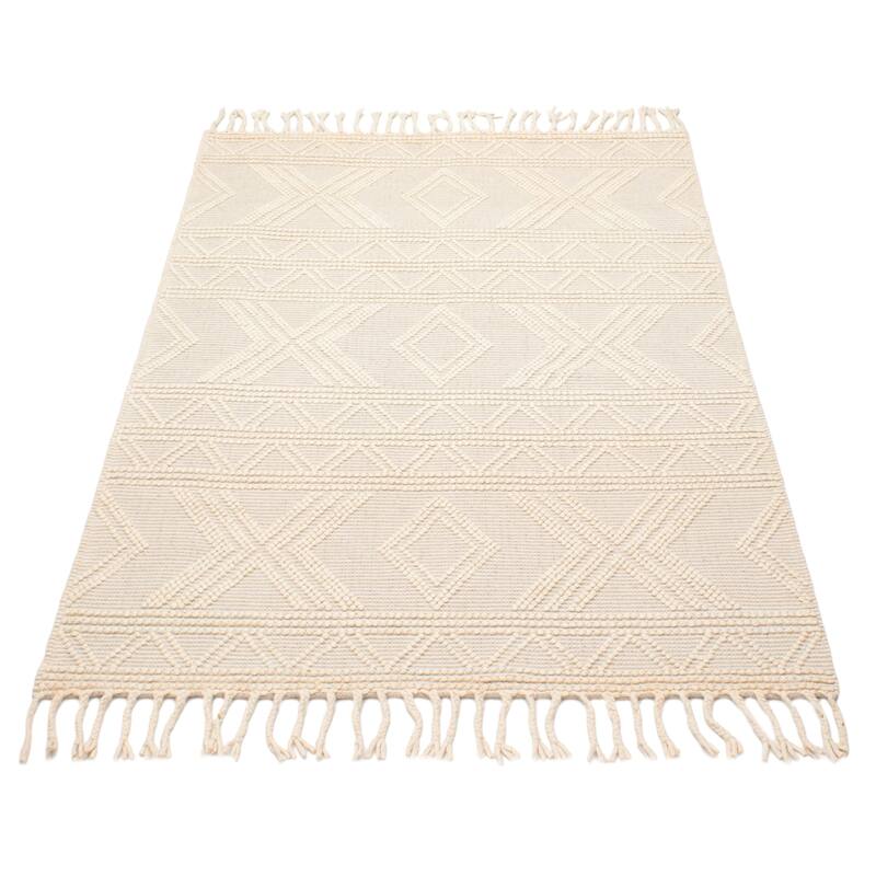 ECARPETGALLERY Braid weave Sienna Cream Wool Rug - 5'3 x 7'6
