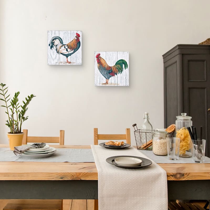 Rooster on Wood 1, Rooster on Wood 3 by Lisa Audit Canvas Art Prints
