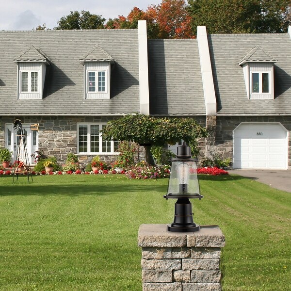 Elcas 1-light Oil Rubbed Bronze Post Light Fixture by Havenside Home. Opens flyout.