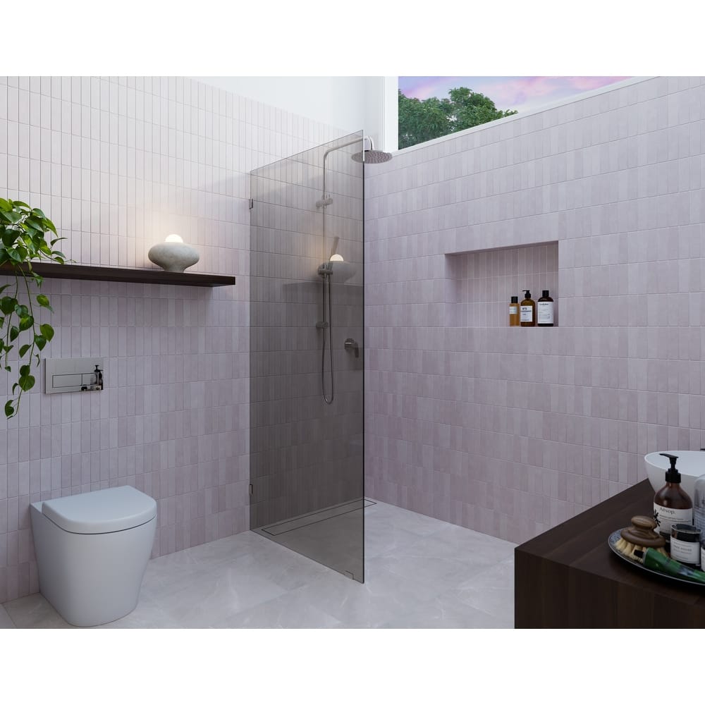 Ursa 30 in. x 78 in. Fully Frameless Glass Shower Panel - Single Fixed Panel with Gray Tint