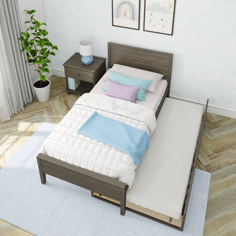 Max and Lily Twin-Size Bed with Panel Headboard and Trundle