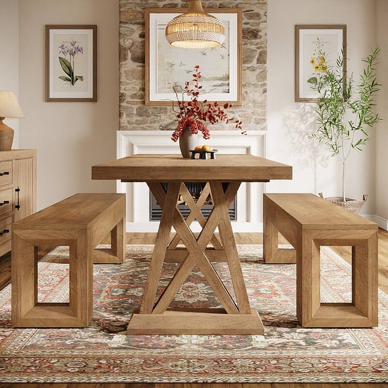 47-Inch Farmhouse Dining Bench for Living Room
