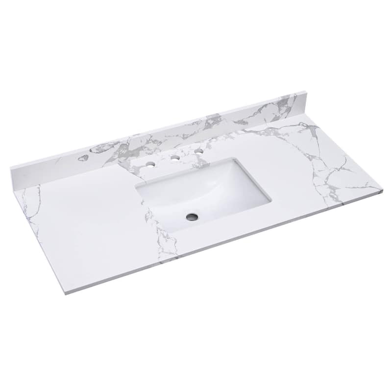 Whisperlace Engineered Marble Bathroom Vanity Top with Sink - 49" Middle Sink