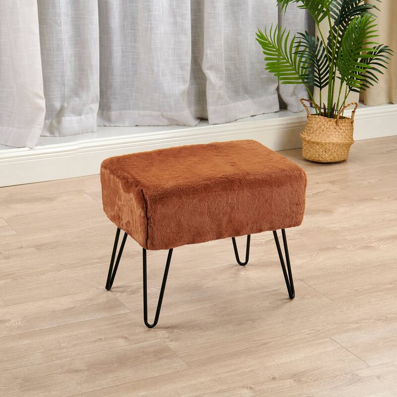 Serenta Solid Color Fauxfur Ottoman