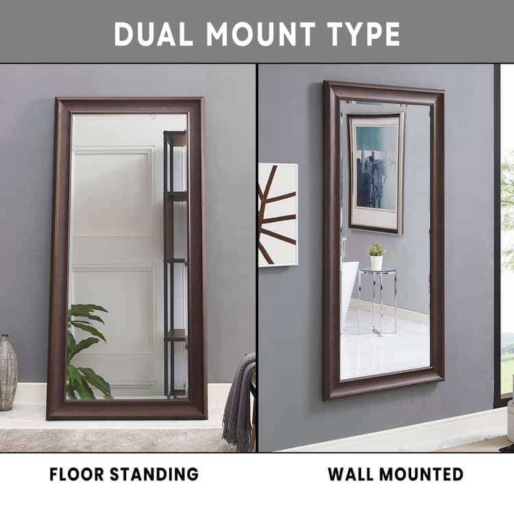 Framed Floor Mirror Full Length Mirror Standing Mirror Large Rectangle Full Body Mirror Long Mirrors - Espresso