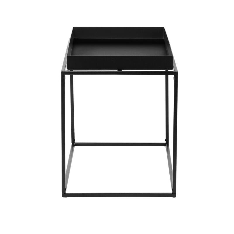 16 in. Black Rectangle Metal End Table, Sturdy Build End Side Table for Living Rooms