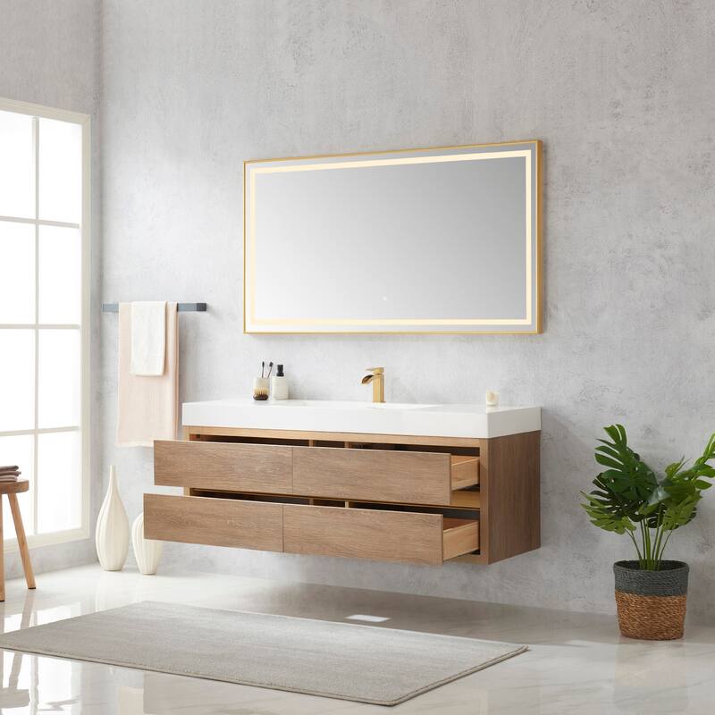 Miseno MV703160 Palencia 60" Wall Mounted Single Basin Vanity Set with
