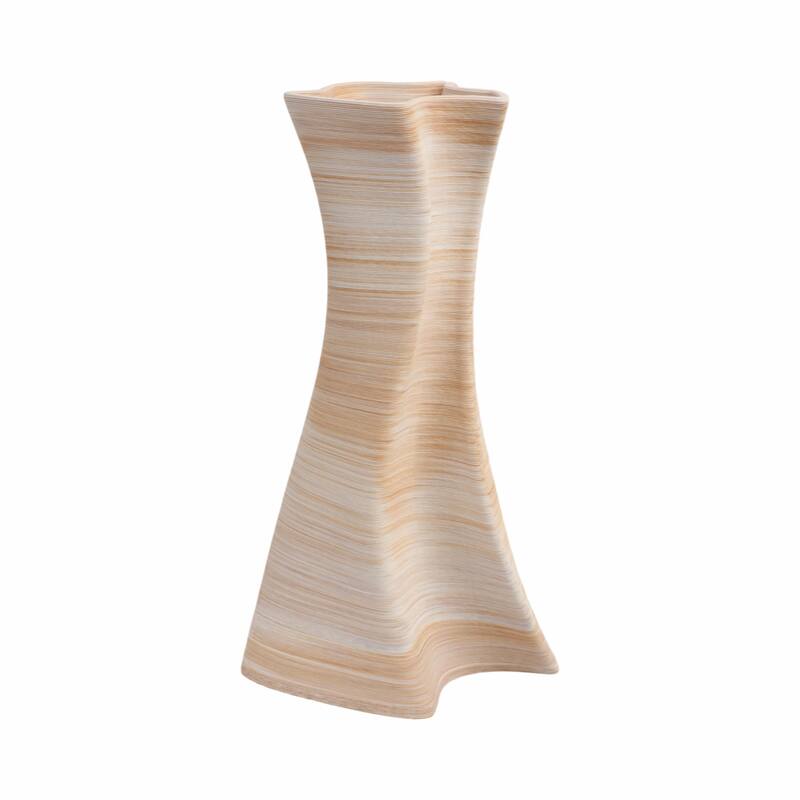 Decorative Vase - Tan Porcelain 3D Printed Textured