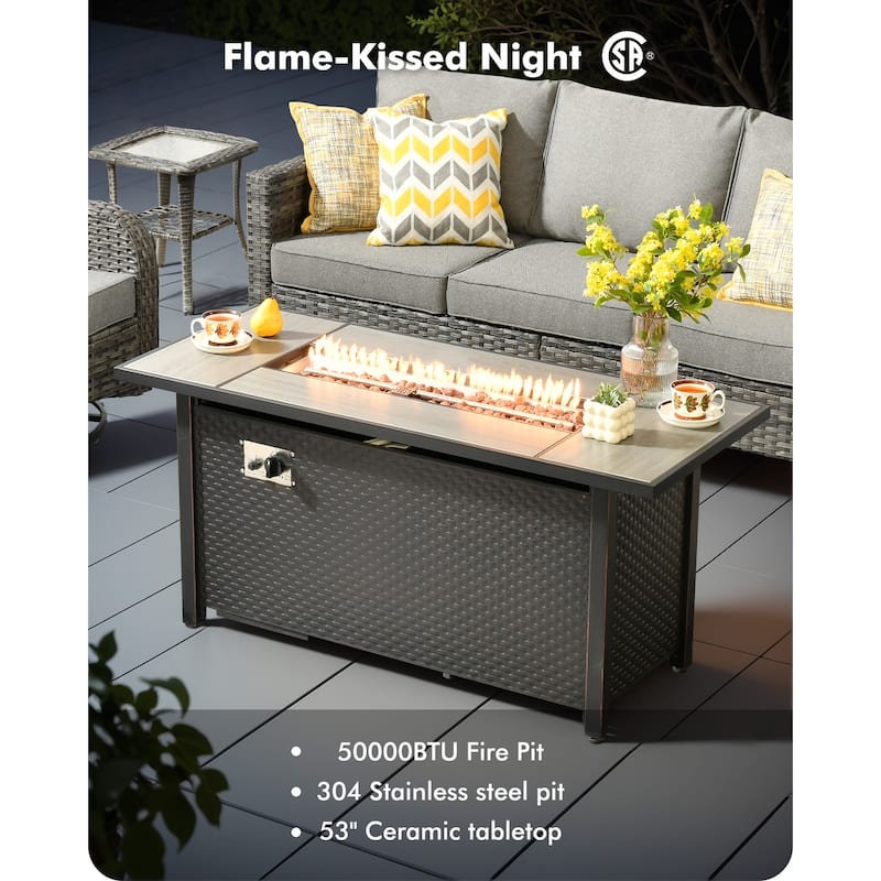 OVIOS 6 Pieces Patio Furniture Set with Fire Pit