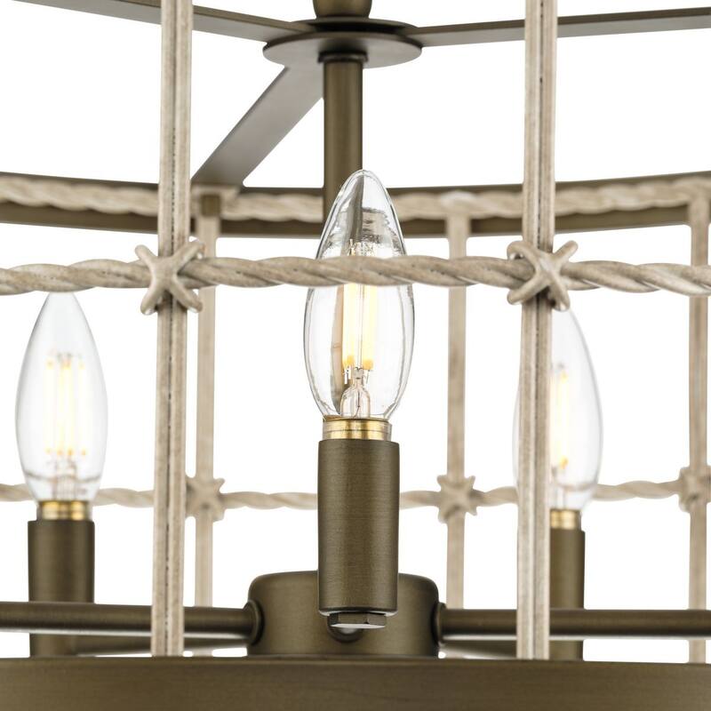 Lattimore Collection Five-Light Aged Brass Coastal Chandelier - 22 in x 22 in x 11.5 in