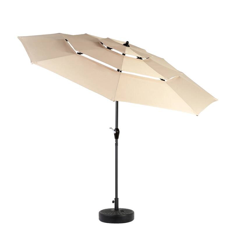 9.64 ft. Steel Market Outdoor Patio Umbrella with 8 Ribs, 3 Tier Auto-tilt Umbrella, (Base Not Included)